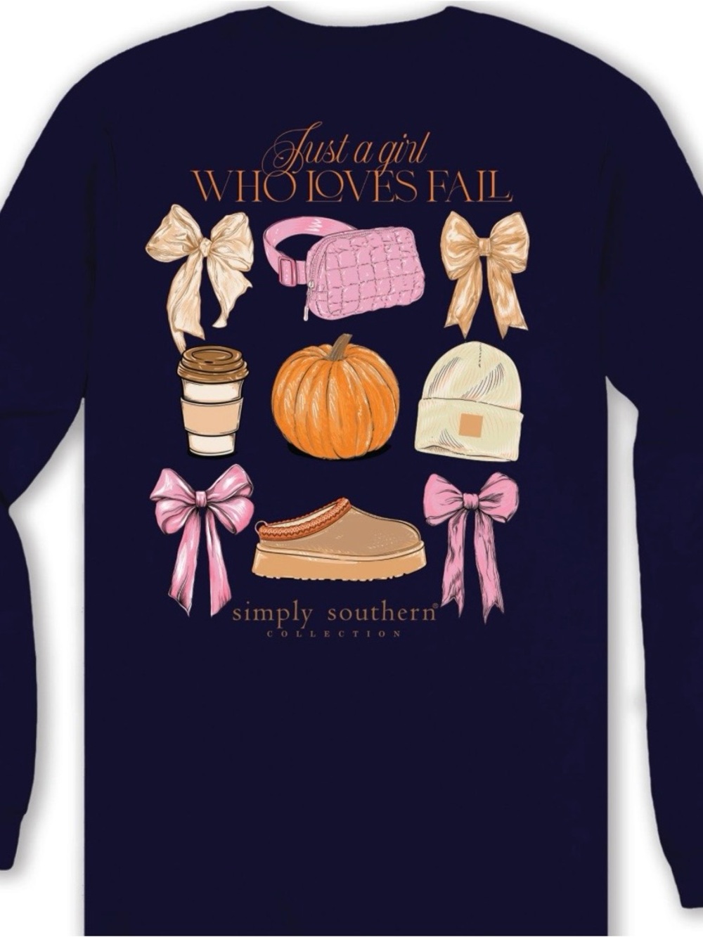 New Simply Southern Just a girl who loves fall Pumpkin Halloween Shirt Medium